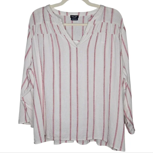 Splendid Amorosa Linen Blend Striped Top, Size XXL, Red White, EUC - Picture 4 of 9